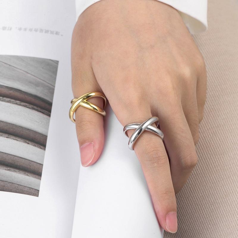 925 Sterling Silver Overlapping Adjustable Rings For Women Engagement Luxury Jewelry Ladies Accessories Wholesale Jewellery