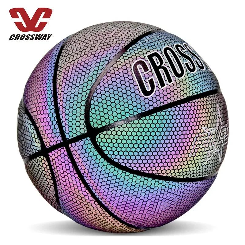 PU Reflective Glow Ball Indoor and Outdoor Basketball Training Equipment Size Seven Basketball Sports Ball Competitive Matches