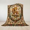 Vintage Lion Tapestry Flannel Blanket Warm Soft Halloween Christmas Couch Warm Cozy Decorative Decor Gift for All Season