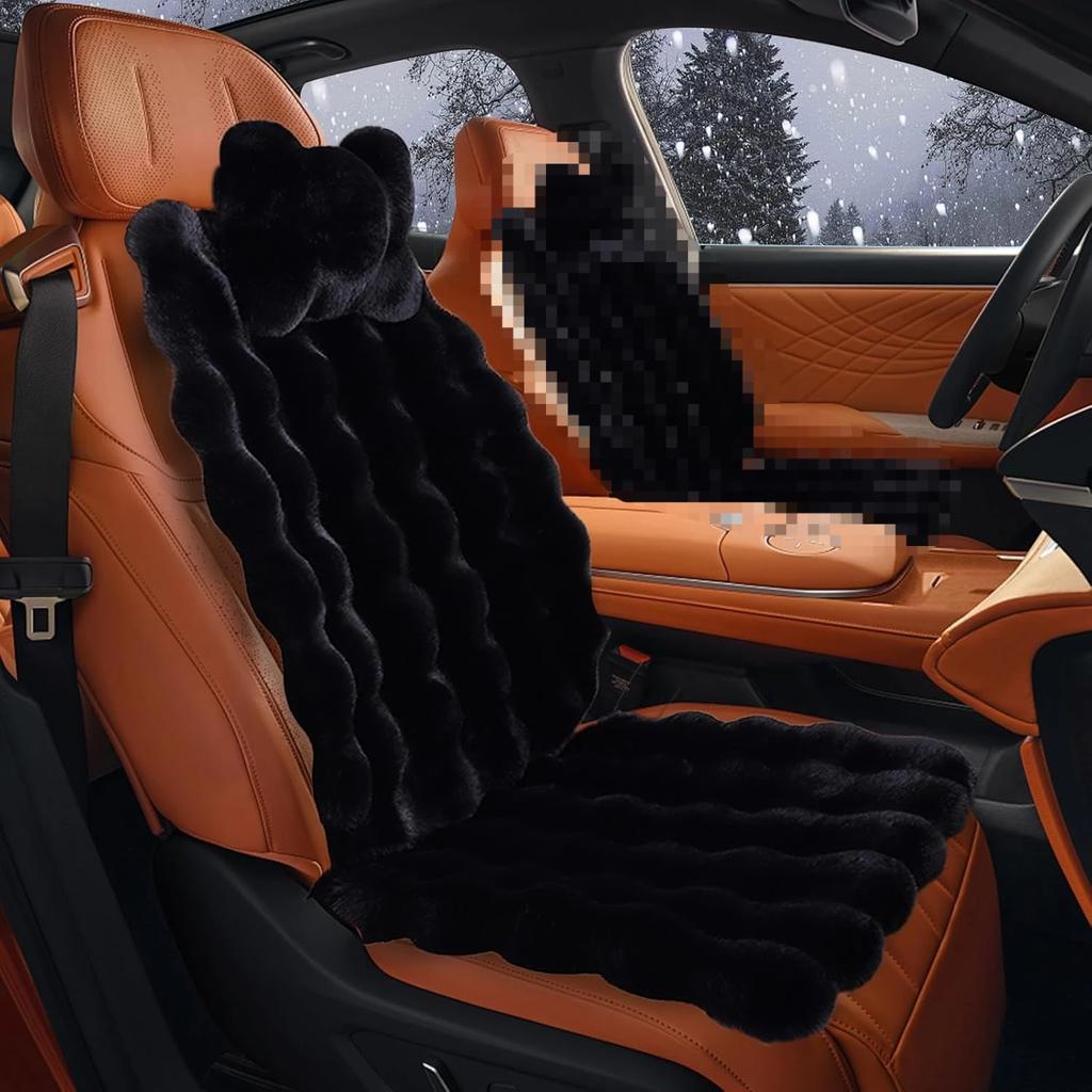 Automobile Seat Covers 3 Piece Winter Set Bubble Velvet Car Seat Cushion Soft Synthetic Wool Warmth Cold Weather