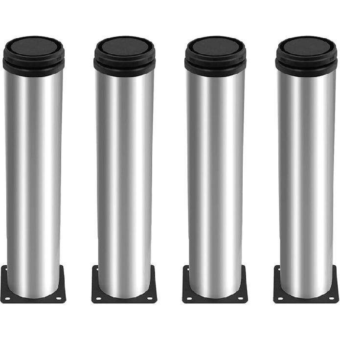 4 Pack Adjustable Furniture Legs Round 2" Dia Thickened Stainless Steel Sofa Shelves Table Kitchen Adjustable Feet 8" Height