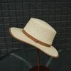 French Cream Beige Woven Flat Top Top Hat Women'S Summer Sun Protection Sunshade Holiday Beach Small Fresh Wide Brim Straw Hat