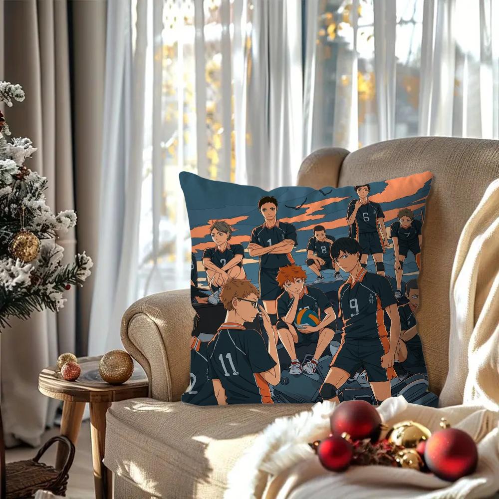 Haikyuue Hot Blooded Anime Pillow Case Square Pillow Bedroom Sofa Leisure Comfort Cushion Car Living Room Home Decoration 40X40