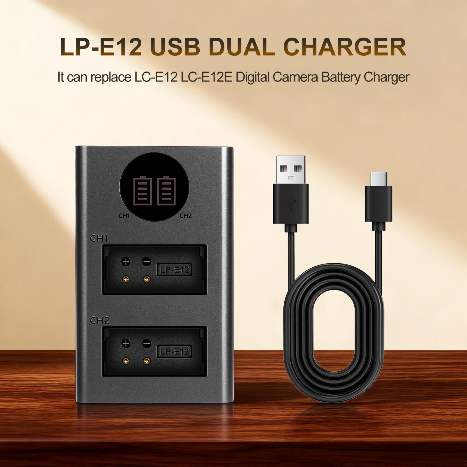 LP-E12 LPE12 LC-E12E USB зарядное устройство для аккумуляторов Для Canon EOS 100D M M2 M10 M50 Rebel SL1 100D Kiss X7 чёрный