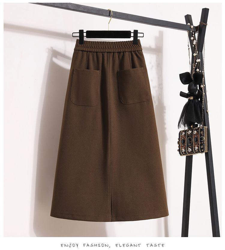 Melaleuca Woolen A-line Midi Skirt - Plus Size Slimming, Hip-Hugging, Spring Design