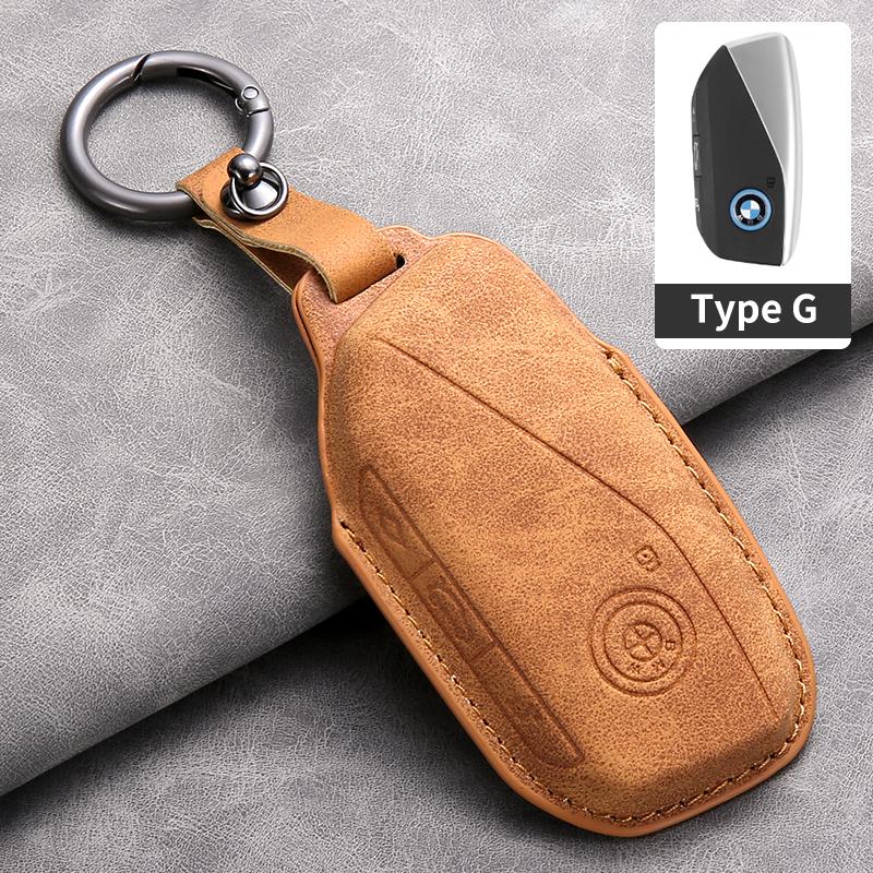 For BMW 7 Series 735i 740Li X7 X1 U11 2023 I7 G07 LCI XM Energy High Quality Suede Car Key Case Cover Shell Keychian Accessories PP62