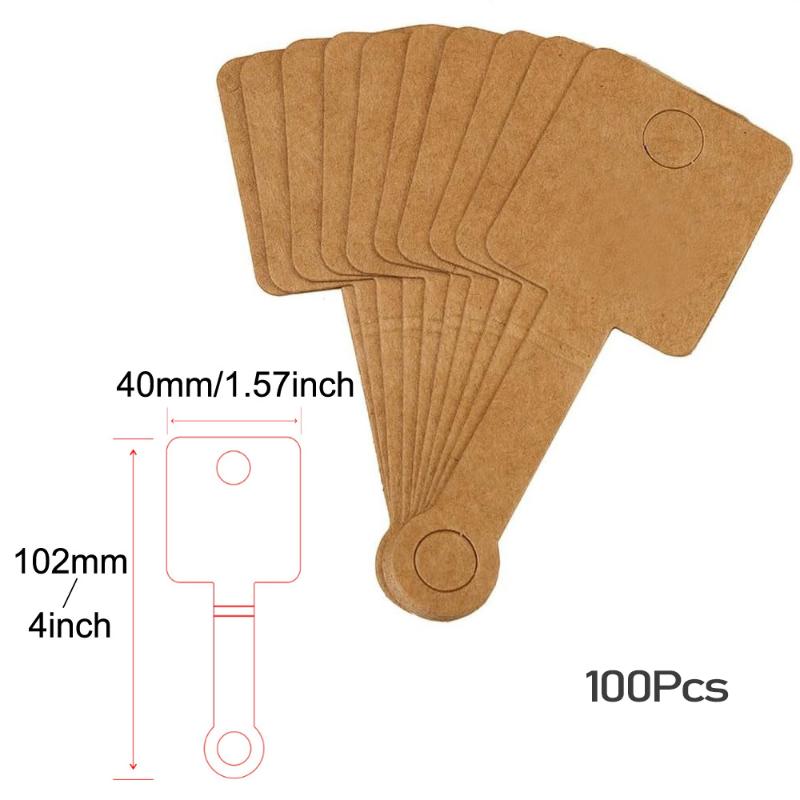 100Pcs Foldable Kraft Paper Packing Cards For Diy Hair Tie Jewelry Display Holders Handmade Necklace Bracelet Retail Price Tags