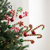 Xmas Vase Filler Christmas Candy Cane Pick Red White Green Plush Stem Decor Branch