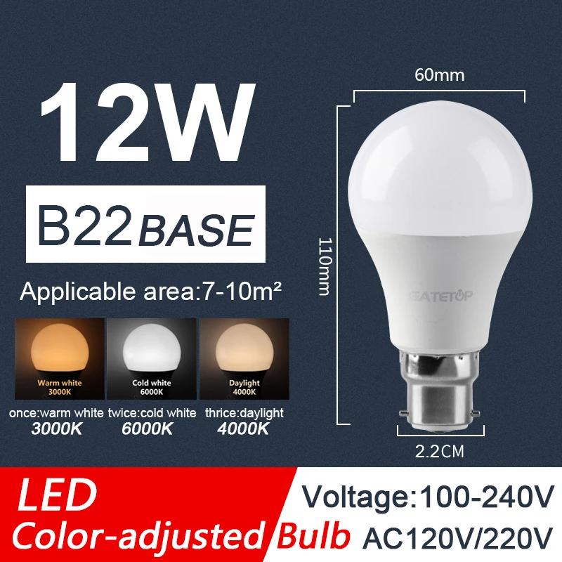 LED 3 Farbig einstellbare Glühbirne AC110 AC220 E27 B22 8W-24W CCT Speicherfunktion Farbtemperatur-Reset Licht für Innenbeleuchtung