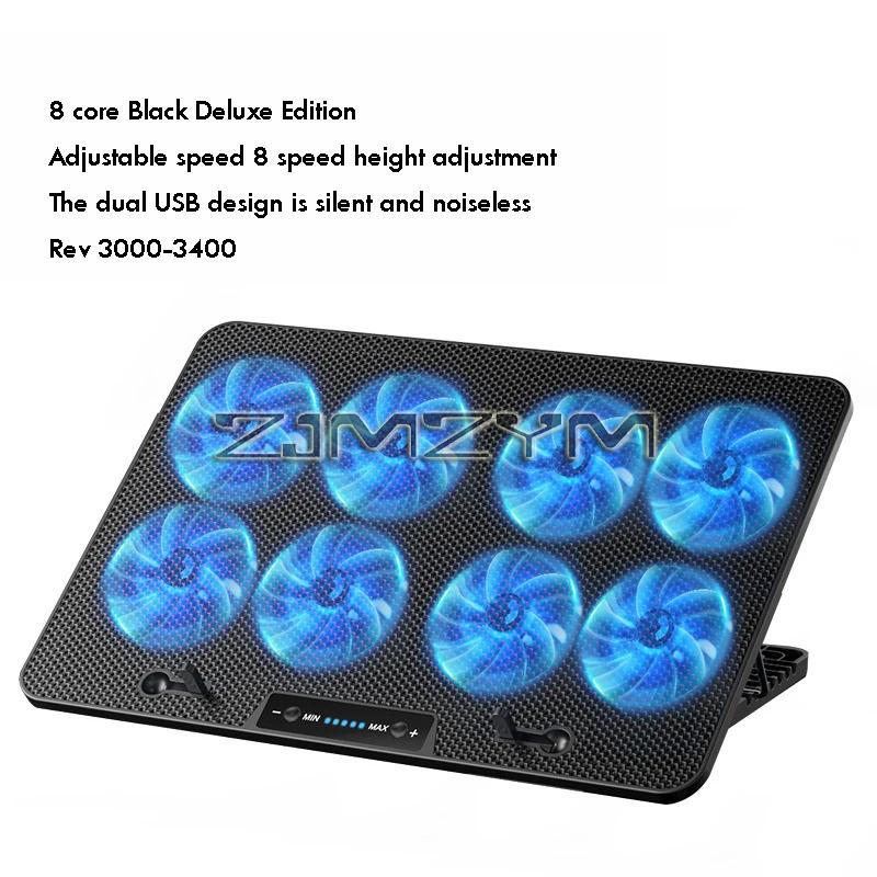 Laptop Cooling Pad with 8 Fans Dual USB Port Foldable Laptop Cooler Base Notebook Stand Adjustable Speed For Heat Dissipation