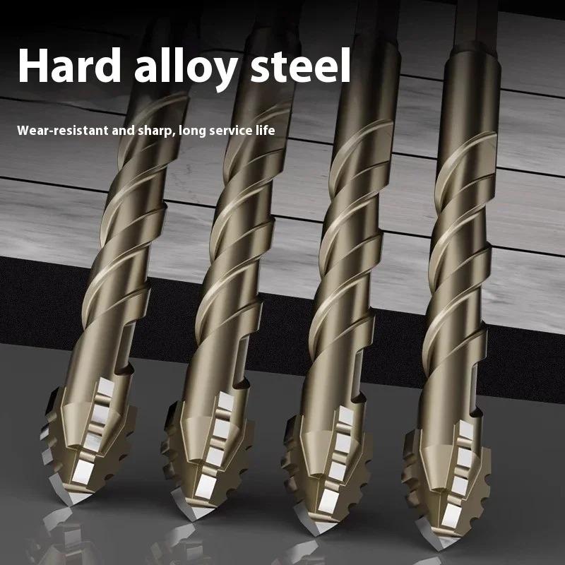 Yellow Coated Four Flute Eccentric Serrated Dry Drill Bit for Full Ceramic Glass Marble Concrete Sharp Sawtooth Cutting Head