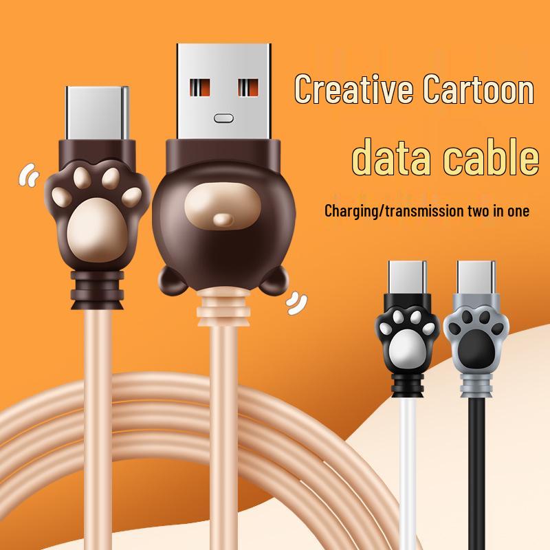 Silicone Type-C 6A Fast Charging Cartoon Cable for Android Huawei Phones