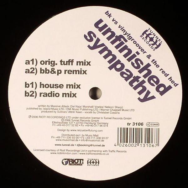 

12inch Record BK VINYLGROOVER THE RED HED Unfinished Sympathy TR3106 Tunnel Records 2006 Germany Dance Electronica Used