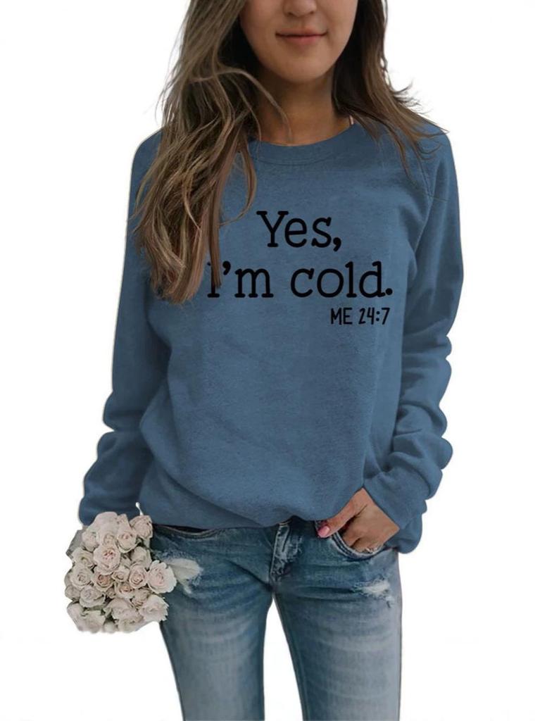 European and American Casual Loose Printed Letter Round Neck Long Sleeve Comfortable Hoodie