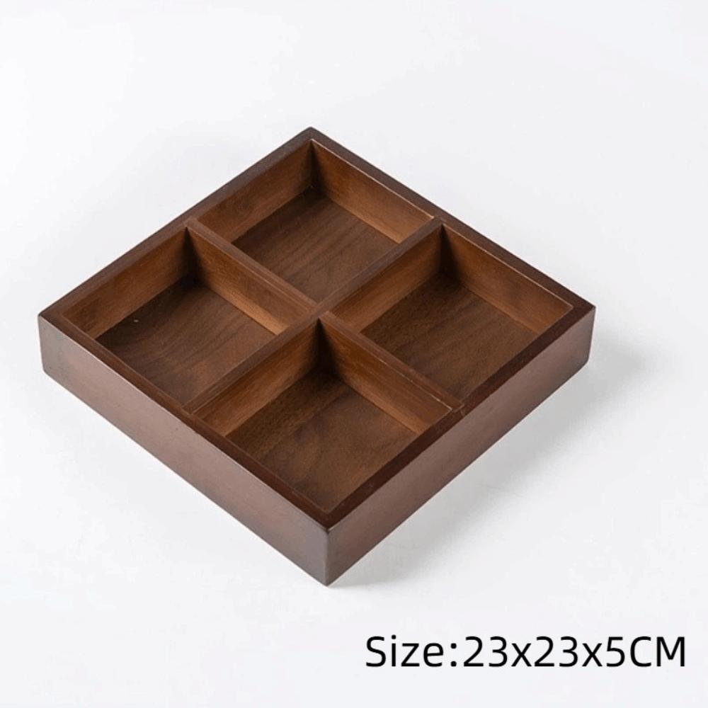 Multi-Grid Divided Plate Wooden Snack Storage Tray Reusable Bamboo Tray  Candy