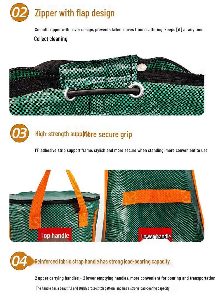 Durable Waterproof Garden Bag with Lid for Leaves, Branches, and Weeds Collection