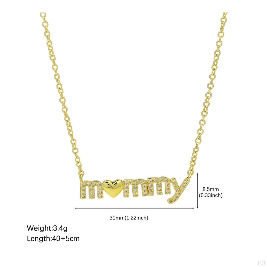 Mama Necklace Family Day Gift Mom Heart Pendant Golden Finish Boy for Moms,