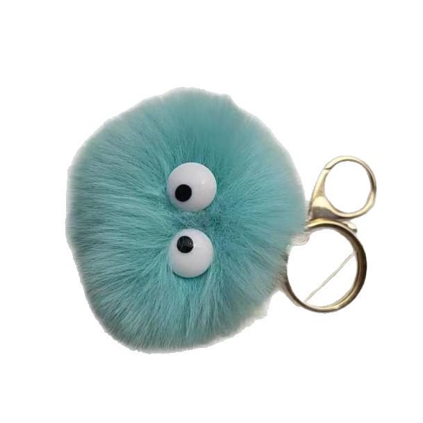 Cute Faux Mink Fur Pom-Pom Keychain: Small Plush Rabbit Fur Pendant for Backpacks.