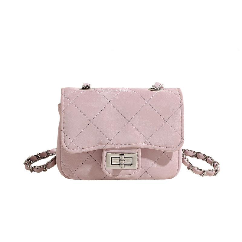 

Fashion Small Square Bag Rhombus Versatile Shoulder Messenger Bag фіолетовий