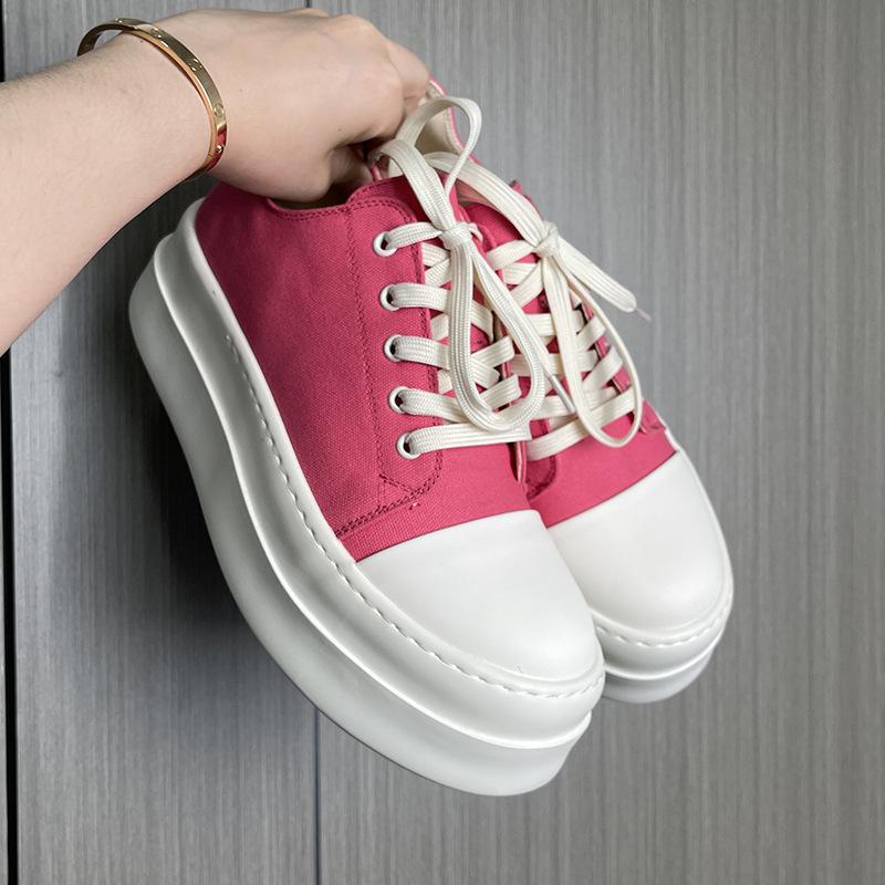 Men's Platform Canvas Sneakers Chunky Sole Elevator Shoes Multiple Colors Comfortable Lace-Up Casual Breathable Shoes