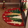 1Pcs Colorful Xmas Tree Semi Circle Welcome Doormat Non-Slip for Outdoor Patio Porch Kitchen Bathroom Entryway Floor Mat