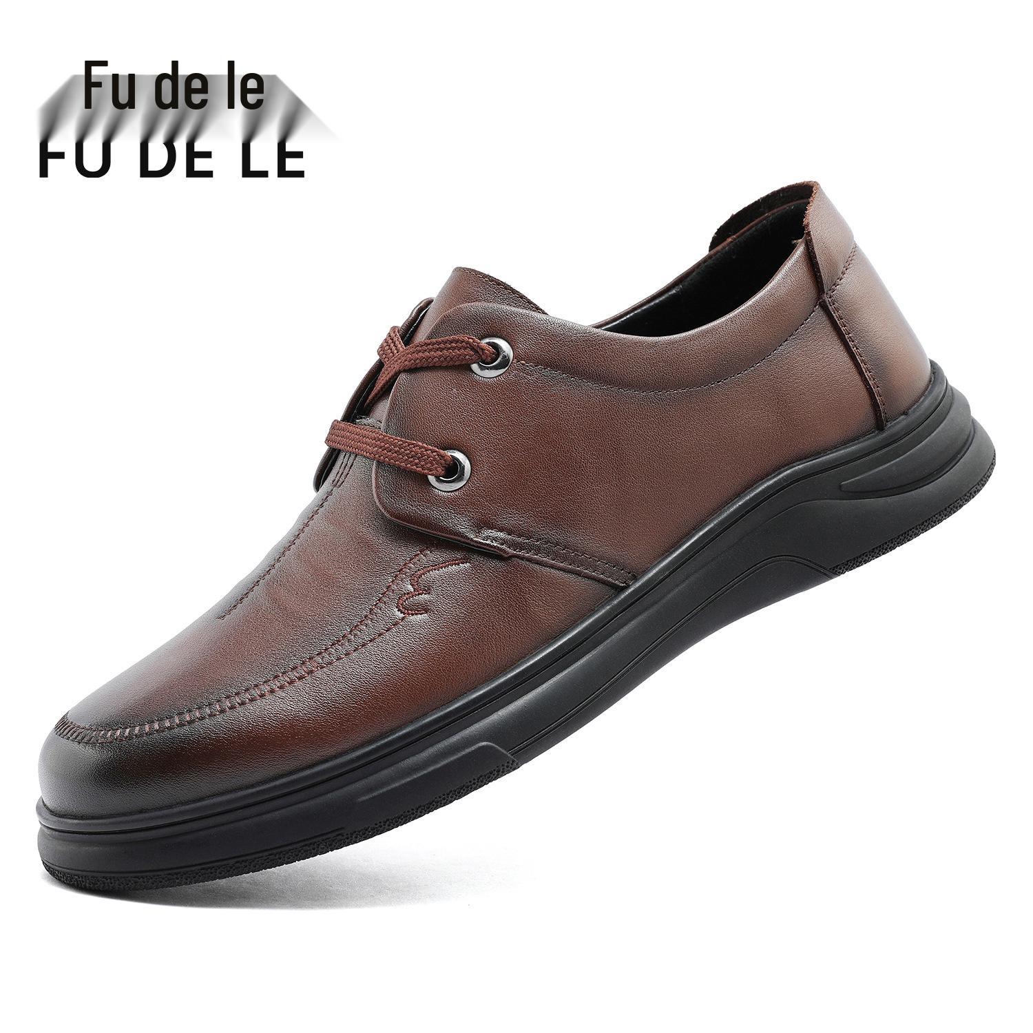 

Мужские черные кожаные повседневные туфли Fu Dele - Мягкая подошва, деловой стиль 39