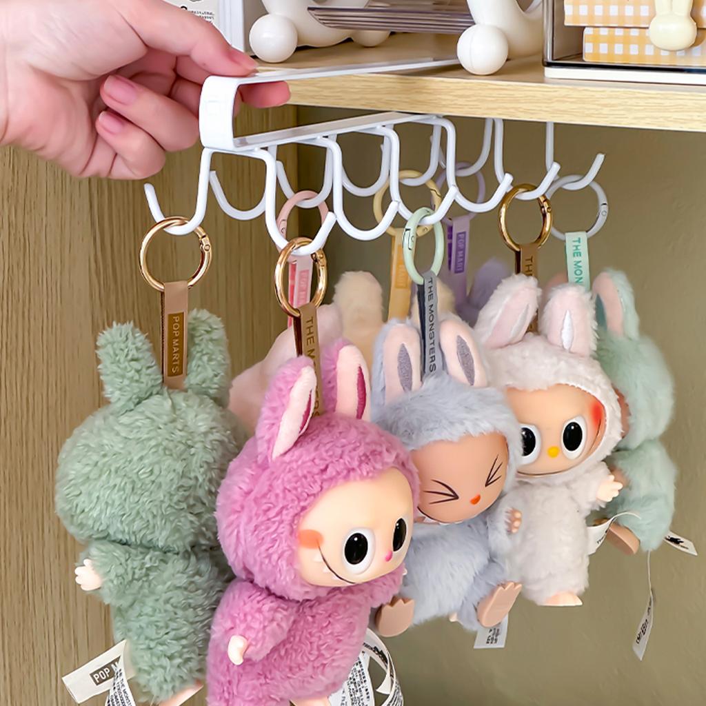 12 Hooks Storage Rack For Labubu Organizer Wall Hanging Plush Doll Pendant Holder Door Closet Hanger for Labubu
