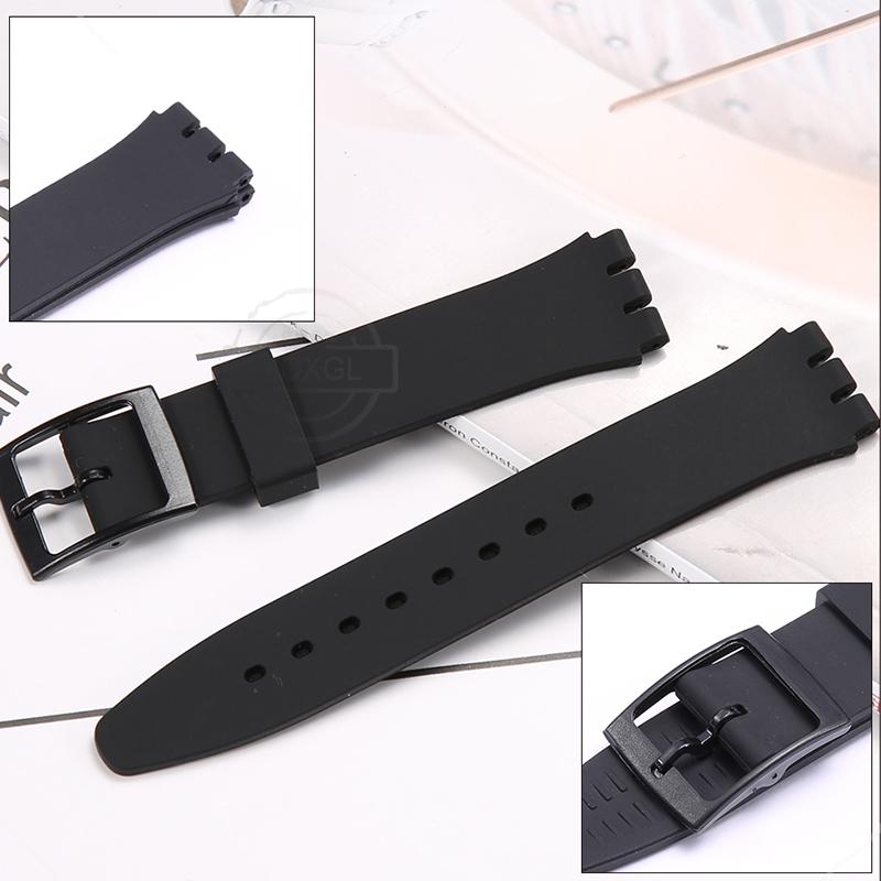 Silicone Watch Band For Swatch 17mm 19mm 20mm Pin Buckle Waterproof Bracelet Wristband Watch Accessories