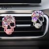 Creative Halloween Car Gift Bling Skull Vent Clips, Rhinestone Diffuser Clip, Shiny Personalized Air Outlet Decoration Conditioner Decoration,