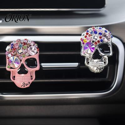 Creative Halloween Car Gift Bling Skull Vent Clips, Rhinestone Diffuser Clip, Shiny Personalized Air Outlet Decoration Conditioner Decoration,