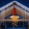 DIY Christmas Ceiling Pendant Light?Up Santa Hat Hanging Chandelier Kit, Warm LED String Lights Creative Holiday Craft Kit with Star Tassel, Indoor