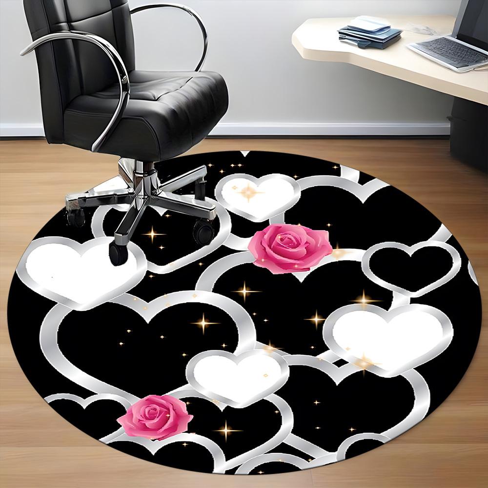 1pc Love Hearts Chair Carpet for Office, Indoor Non Slip Washable Polyester Fiber Carpet,
