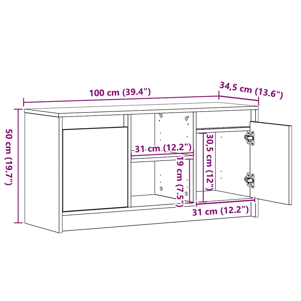 TV Units Black 100 X 34 X 50 Cm Particleboard