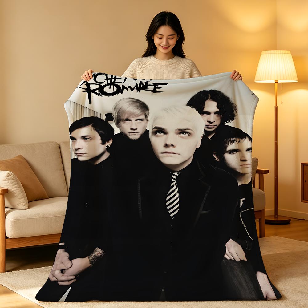 Band M-My C-Chemical R-Romance Throw High-Density Short Plush Blanket Soft Skin-Friendly for Sofa Nap Air-Conditioned Room