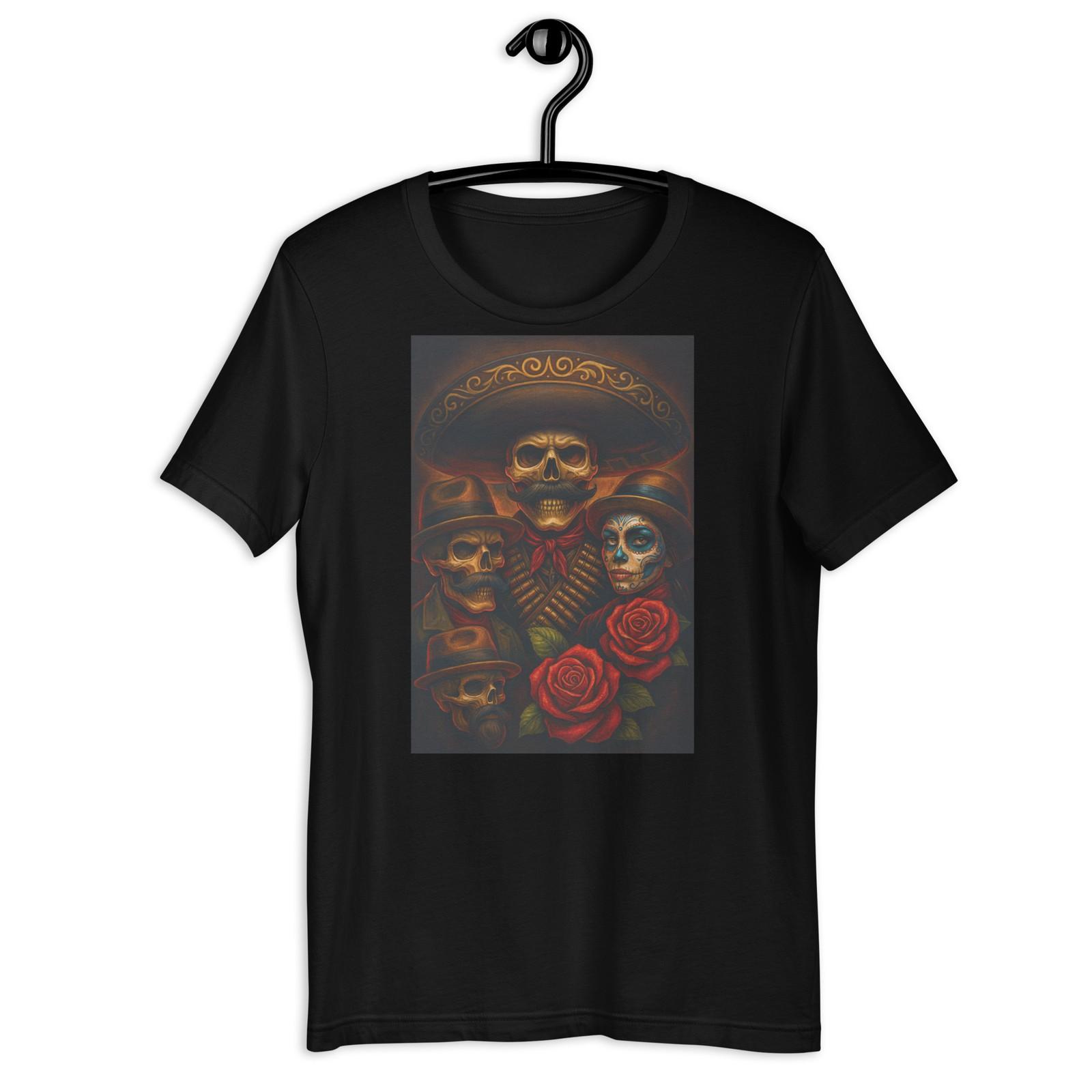 Dia de los Muertos Skull Bandits Roses Mexican Sugar Skull Vintage Tee S