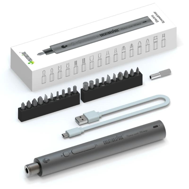 3.7V Cordless Electric Screwdriver Adjustable Torques Small Portable Power Screwdriver with LED Work Light for Repair