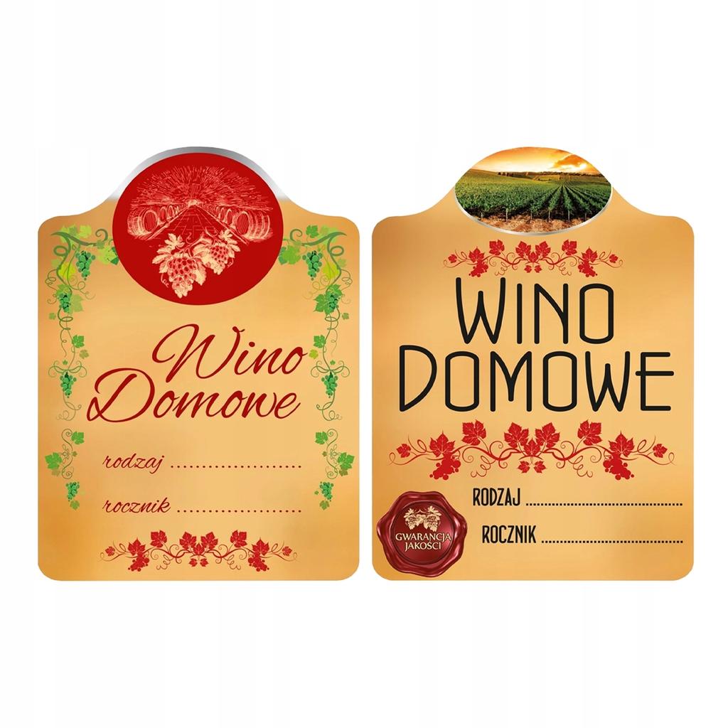 10X Etykieta Naklejka Wino Domowe Wino Żółte