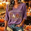 Women's Casual Thanksgiving Print V-Neck Pullover Top