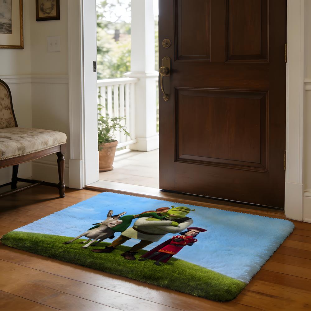 Kwaii Anime SShrekS Floor Mat Soft Flannel Absorbent Mat Non-Slip Rug Home Bedroom Bathroom