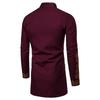 Camisa Masculina Média Branca com Gola Alta e Estampa Banhada a Ouro