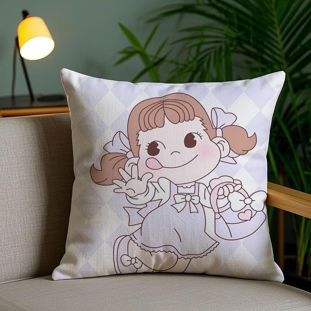 Candy Brand F-Fujiya Cushion Cover Plush Fabric Soft Double-Sided Printed Invisible Zipper Sofa Pillow Case Home Decor
