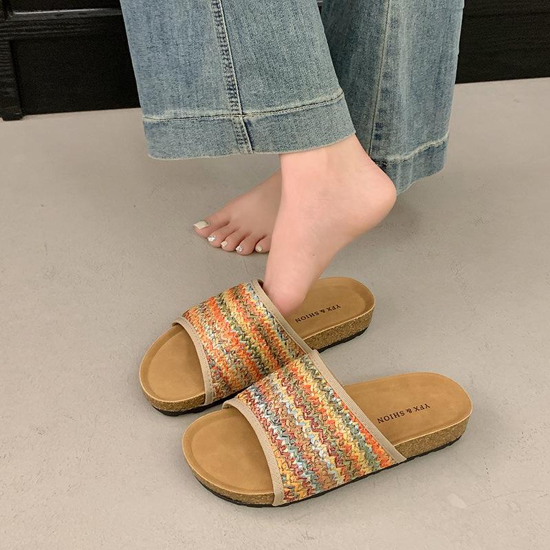 

Retro soft-soled slippers women s summer wear new high-end fashion versatile one-word slippers lazy casual cool 35 різнокольоровий