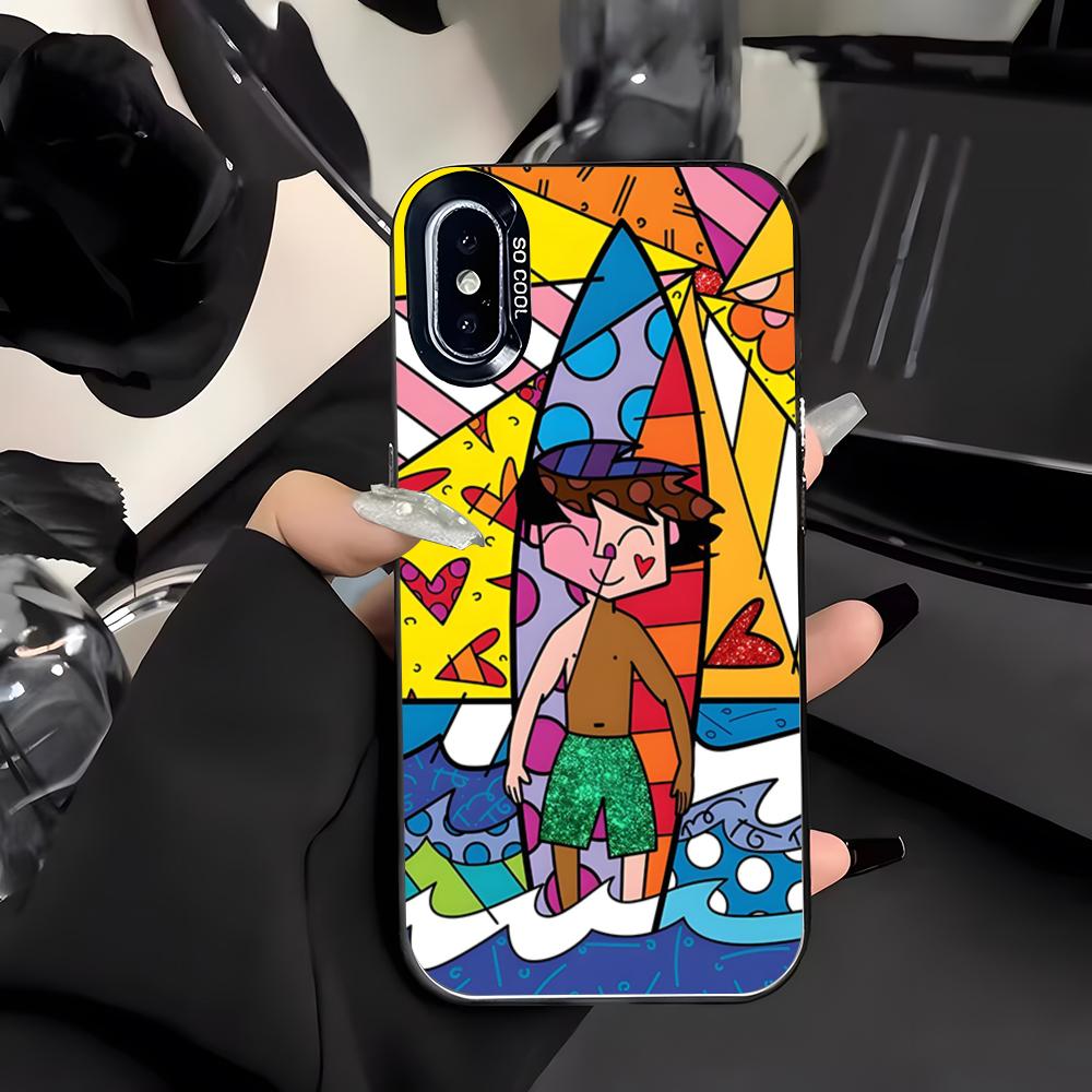 Artist R-Romero B-Britto Phone Case For IPhone 17 Air 16 E 15 14 Plus 13 12 11 Pro Max Colored Silver Cover
