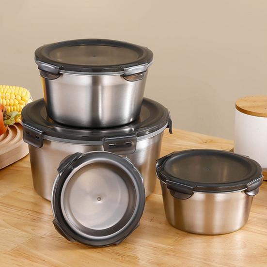 400ml/600ml/1100ml/2100ml Mittagsschüssel Doppelschicht Glatte Oberfläche Versiegelter Deckel Rostfreier Edelstahl Klassische Schüssel für das Büro