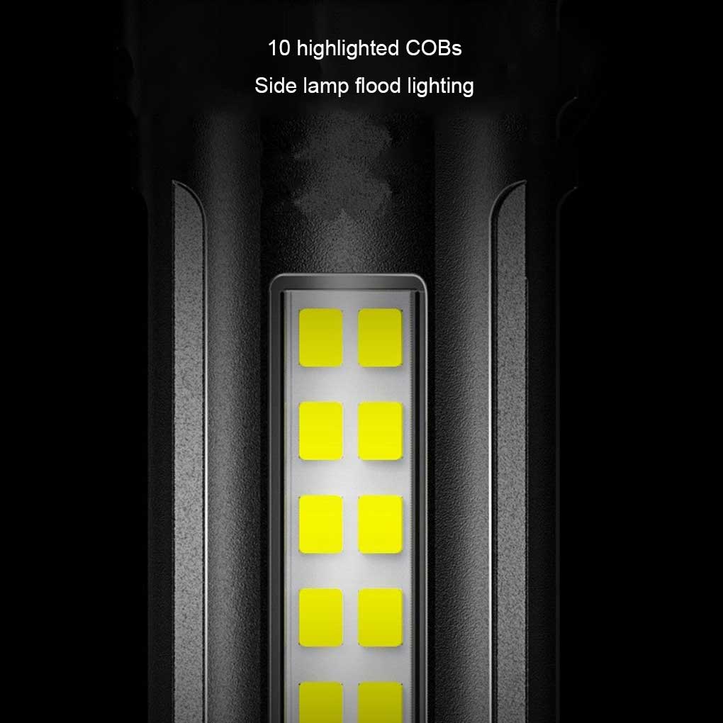 Portable Flashlight 4 Gears Brightness Torch with Side Light Night Work Lamp Camping Lantern Emergency for Outdoor