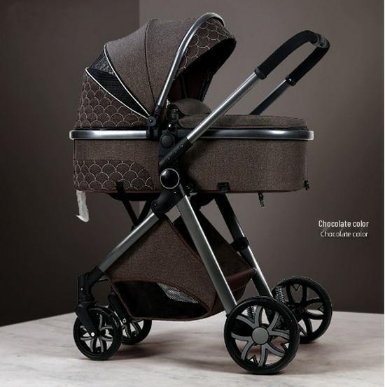

Легкая, Складная Детская Коляска с Двусторонним Высоким Обзором, Регулируемым Наклоном Спинки, Амортизацией и Безопасной Люлькой.