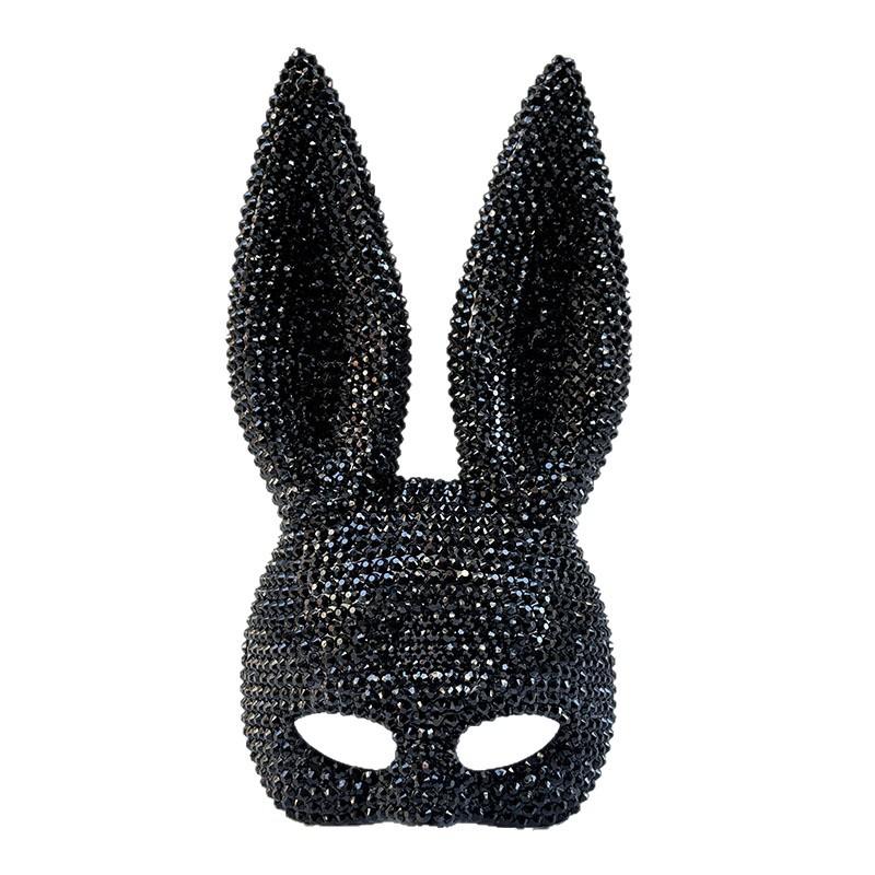 Halloween Animal Party Sequin Rabbit Mask, Cosplay Masquerade Stage Performance Animal Dress Up Photo Prop for Adults Kids
