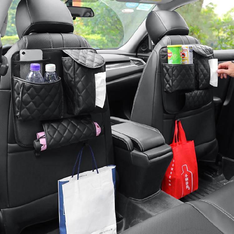 Elegant Back for Seat Organizer Durable Hanging Multi-Pockets Tissue Cup Organis