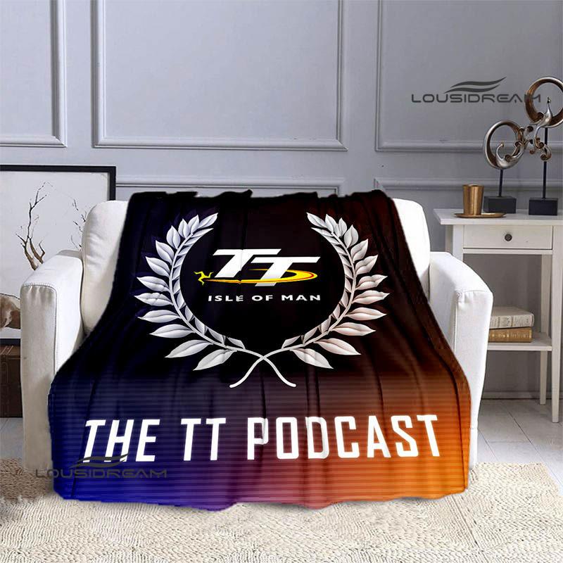 Motorcycle Isle of Man Tt Printed Blankets Flannel Warm Blanket Soft Cozy Blanket Travel Blankets Bed Linings Birthday Gift