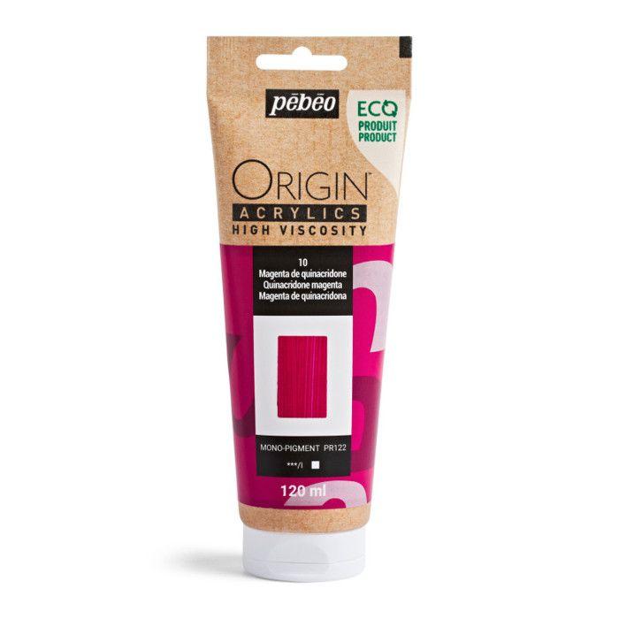 Peinture acrylique - Magenta quinacridone - 10 - Haute viscosité - Pébéo - Origin acrylics - 120ml